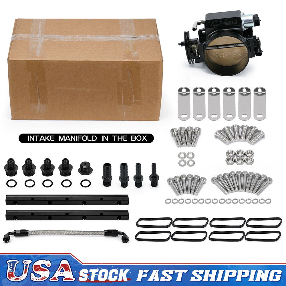 LS1 LS2 102mm Black Low Profile Intake Manifold with MAP Sensor Port and Fuel Rail