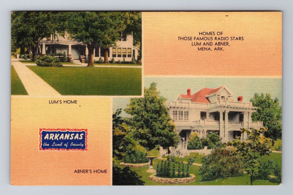 Mena AR-Arkansas, Homes Of Famous Radio Stars Lum And Abner, Vintage Postcard
