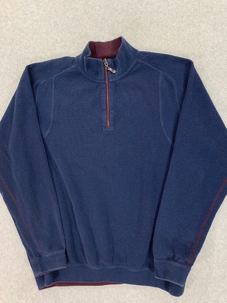 Tommy Bahama Marlin 1/4 Zip Reversible Cotton Pullover Sweater (Men's XL) Blue