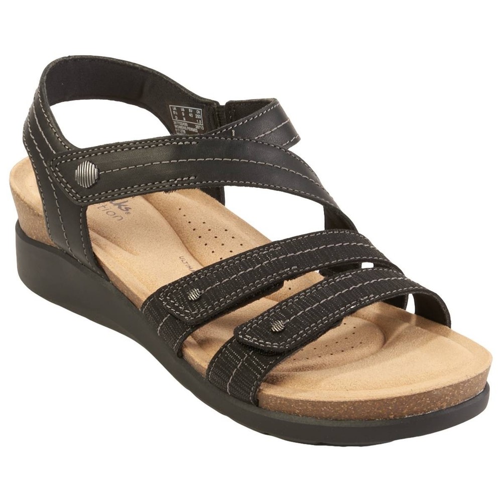 Clarks Calenne Clara Womens Leather Sandals Black Combi Size 9 B Medium