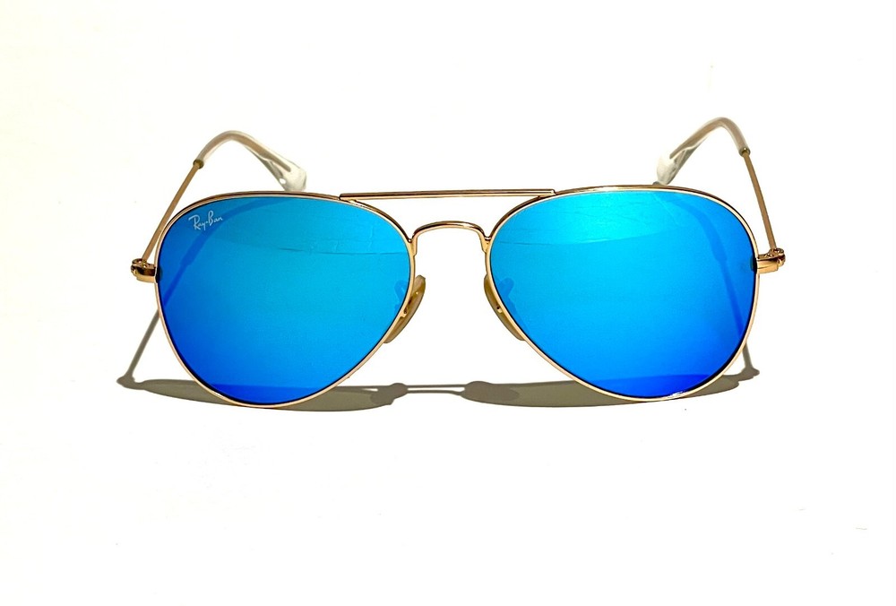 Ray-Ban Aviator RB3025 112/17 Blue Flash Lens with Matte Gold Frame 55mm