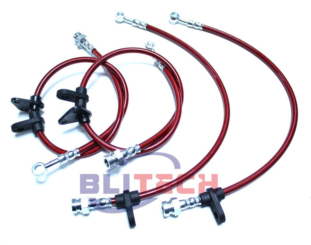 For 1988-91 89 90 91 Honda CRX Si 1.5L 1.6L Braided Stainless Steel Brake Lines
