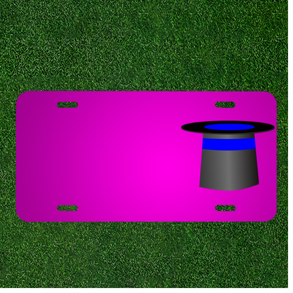 Create Your Unique Custom Car License Plate Featuring a Top Hat Magic Logo and Personalized Names for a Distinctive Touch