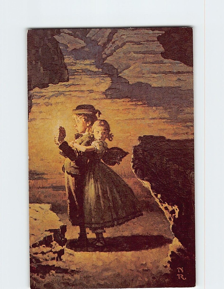 Postcard Tom Sawyer & Becky Thatcher Great Cave Hannibal Missouri USA