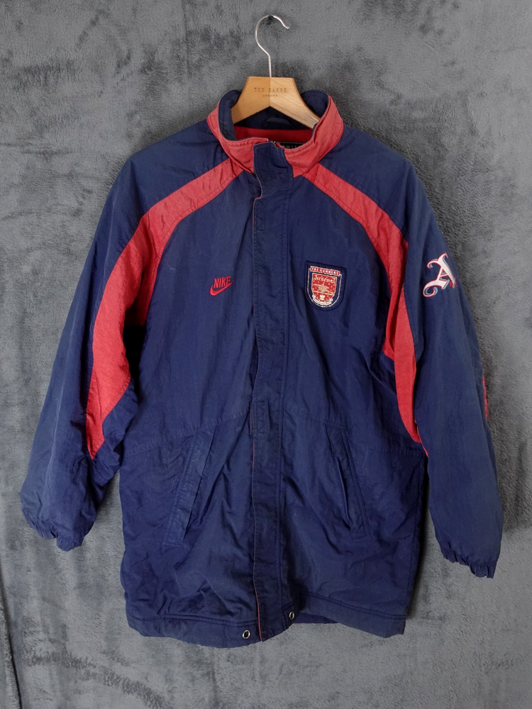 Vintage Arsenal Jacket Mens XL Blue Red Nike Gunners 1994 96 Retro Bench Coat