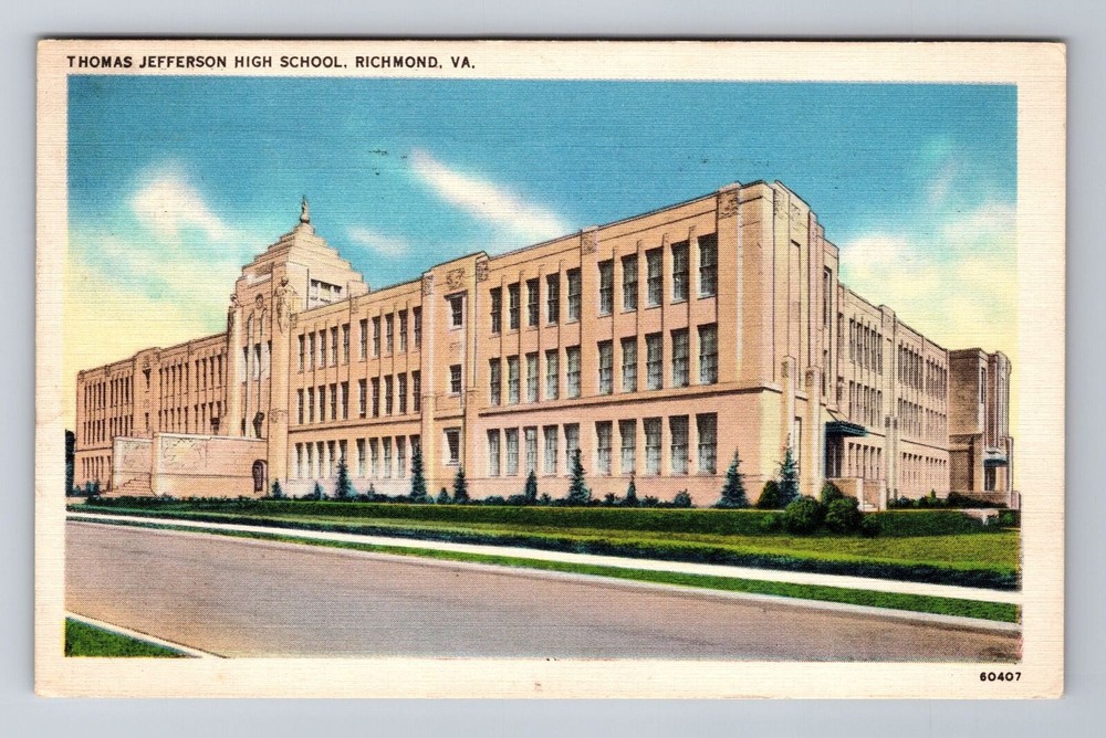 Richmond VA-Virginia, Thomas Jefferson High School, Vintage c1937 Postcard