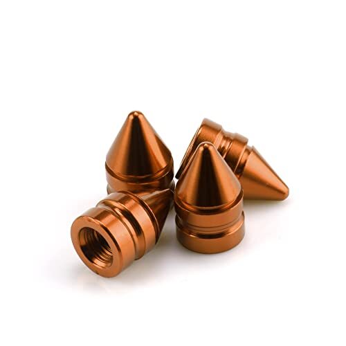 Car Tire Valve Caps, 4 Pieces of Universal Aluminum Alloy Tire Trim Orange