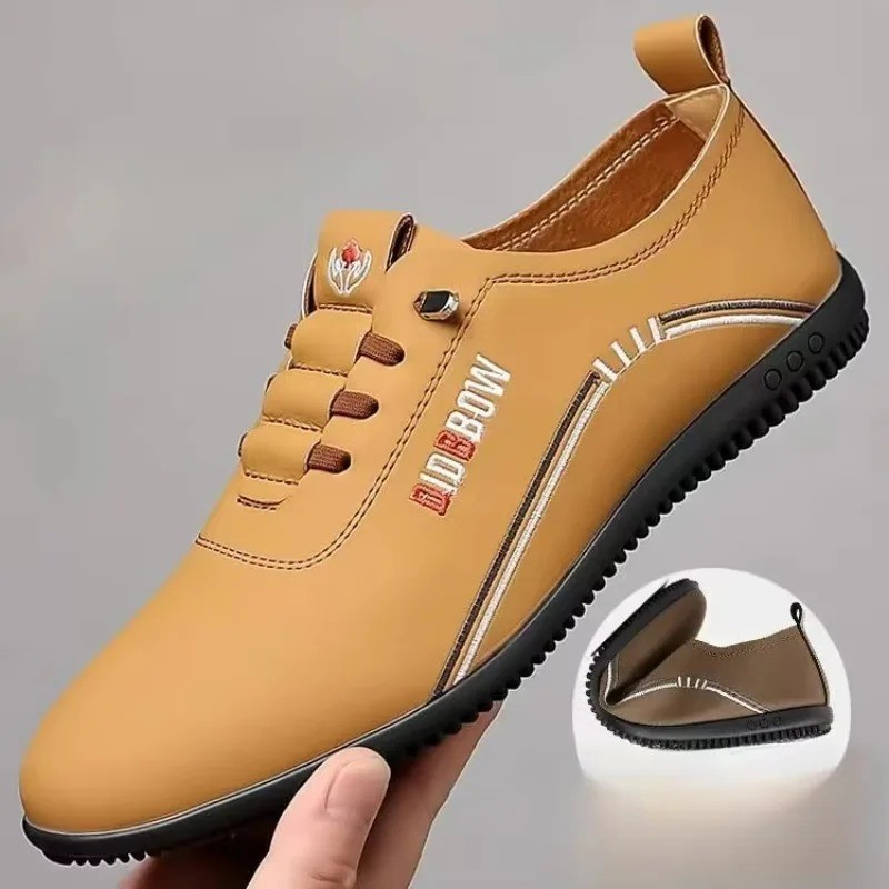 Men's Retro Leather Loafers Lightweight Casual Moccasin Walking Shoes