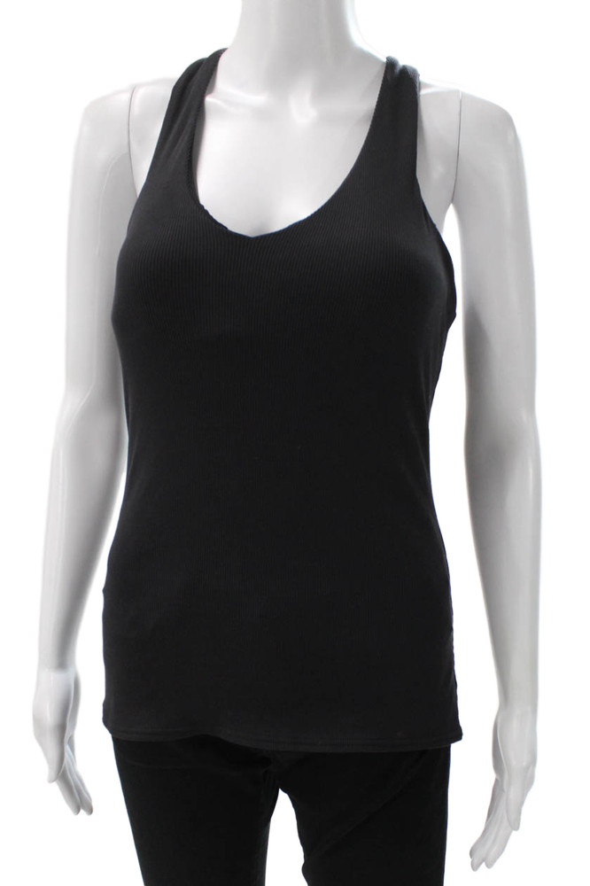 Alo Women Basic Sleeveless V-Neck Tank Black Nylon Size MFree Shipping in US $100+ Orders | $6.95 Orders Below