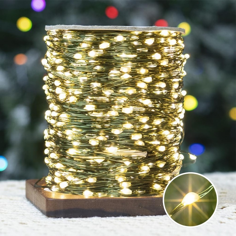 525FT Green Wire Fairy Lights Plug-in, 1600 LED Dimmable Waterproof String Li...