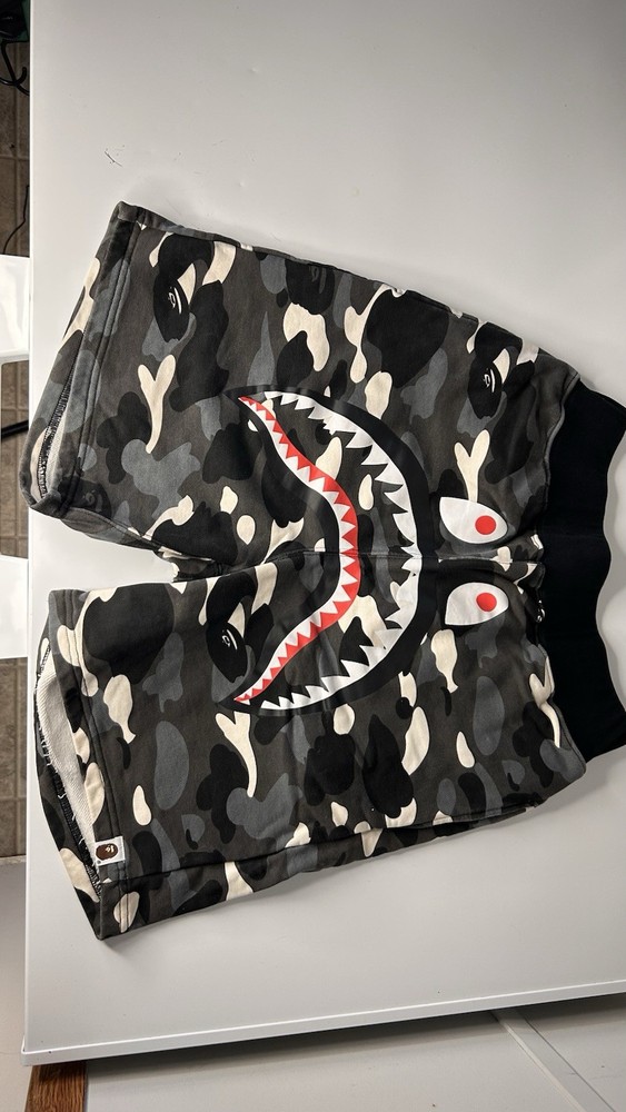 Bape Men's Camo Shark Grey Camo Shorts Size Large 100% Authentic