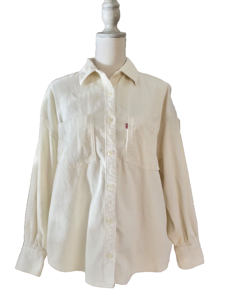 Levi’s white cotton corduroy button down utility over shirt shacket size XS