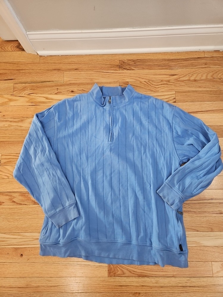 Greg Norman Sweater Mens Blue Faded Pullover Quarter Zip Long Sleeve XXL