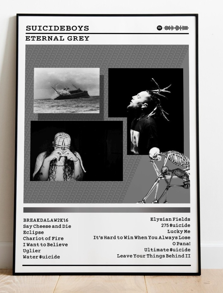 $uicideboy$ Eternal Grey Album Poster Rap Music Wall Art 24x36 Unframed