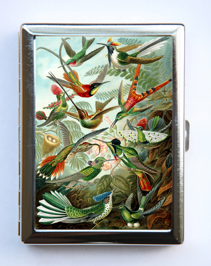 Humming Birds Cigarette Case Wallet Business Card Holder flowers birds nature