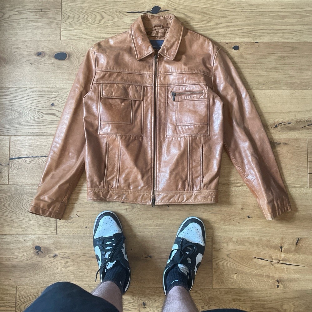 Vintage unique Chevignon Brown Leather Jacket  size medium
