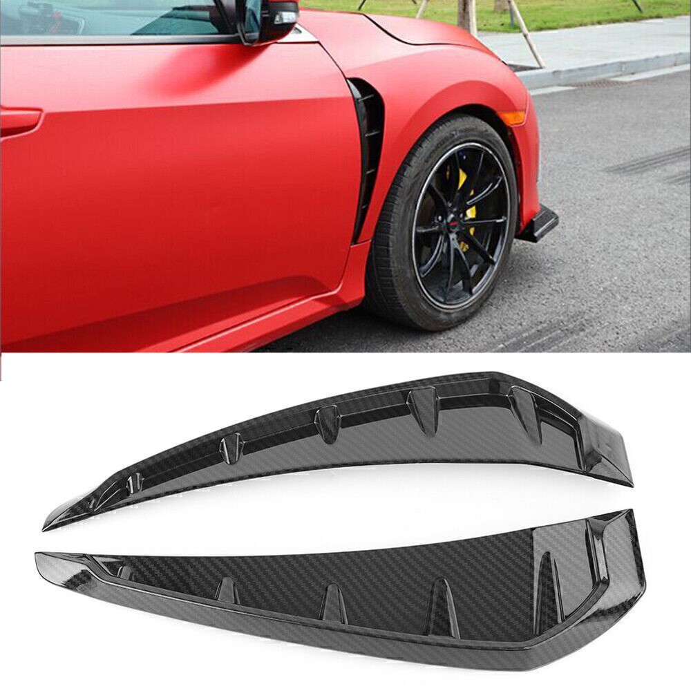 Shark Grille Air Flow Side Vent Trim Carbon Fiber Look Fits Honda Civic 2016-18