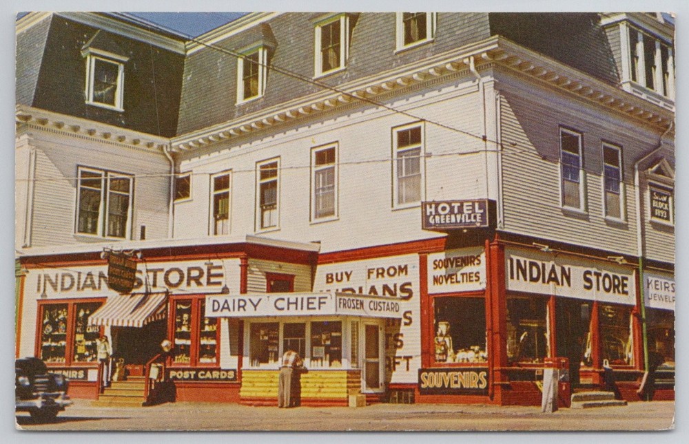 Moosehead Lake Indian Store Greenville Maine Vintage Postcard Kodachrome