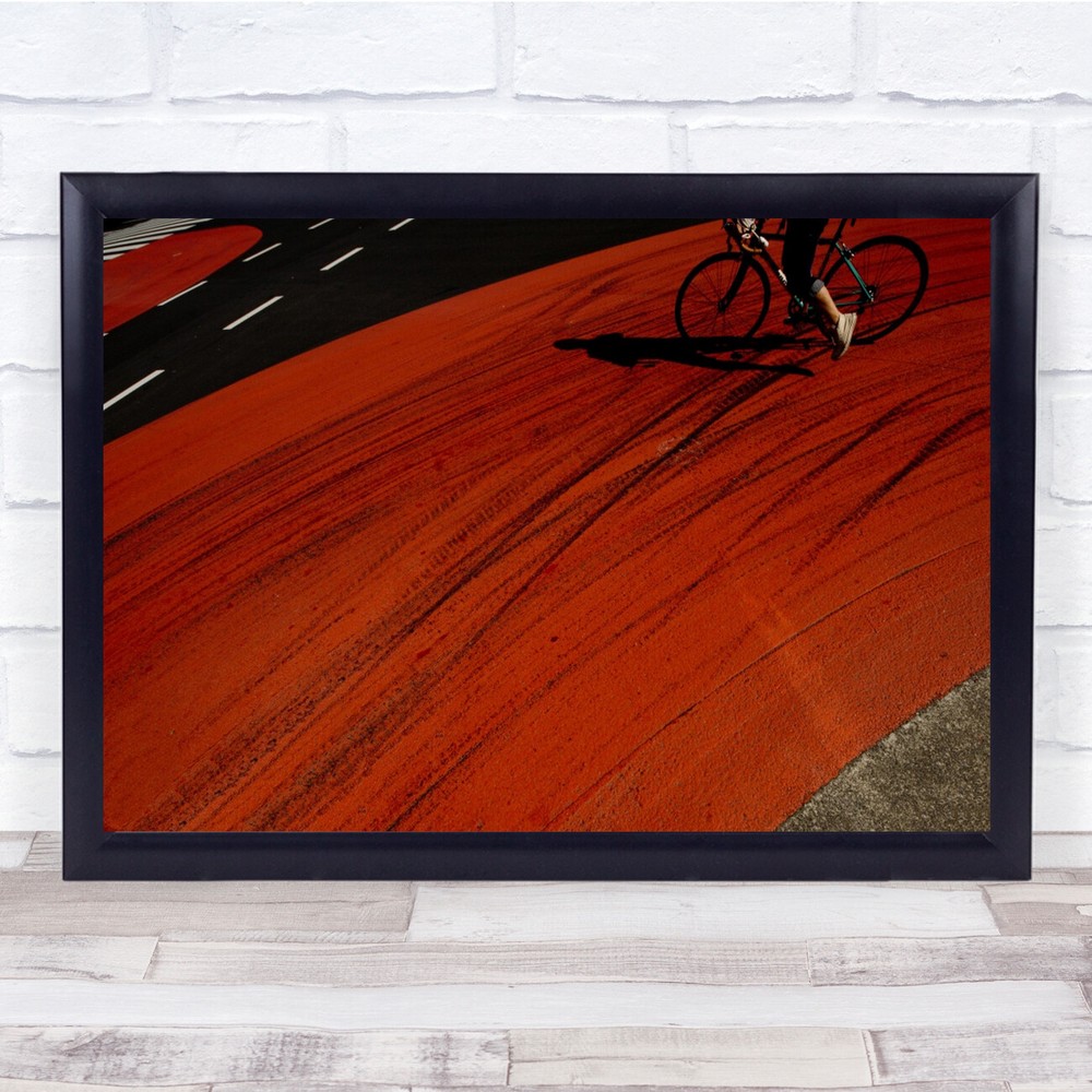 Red Corner Street Tokyo cyclist Wall Art Print