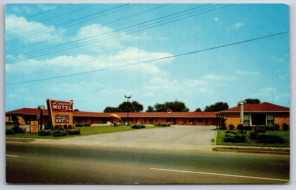 Roadside View~Bowling Green Kentucky~Laurel Motel Sign & Entrance~Vtg Postcard