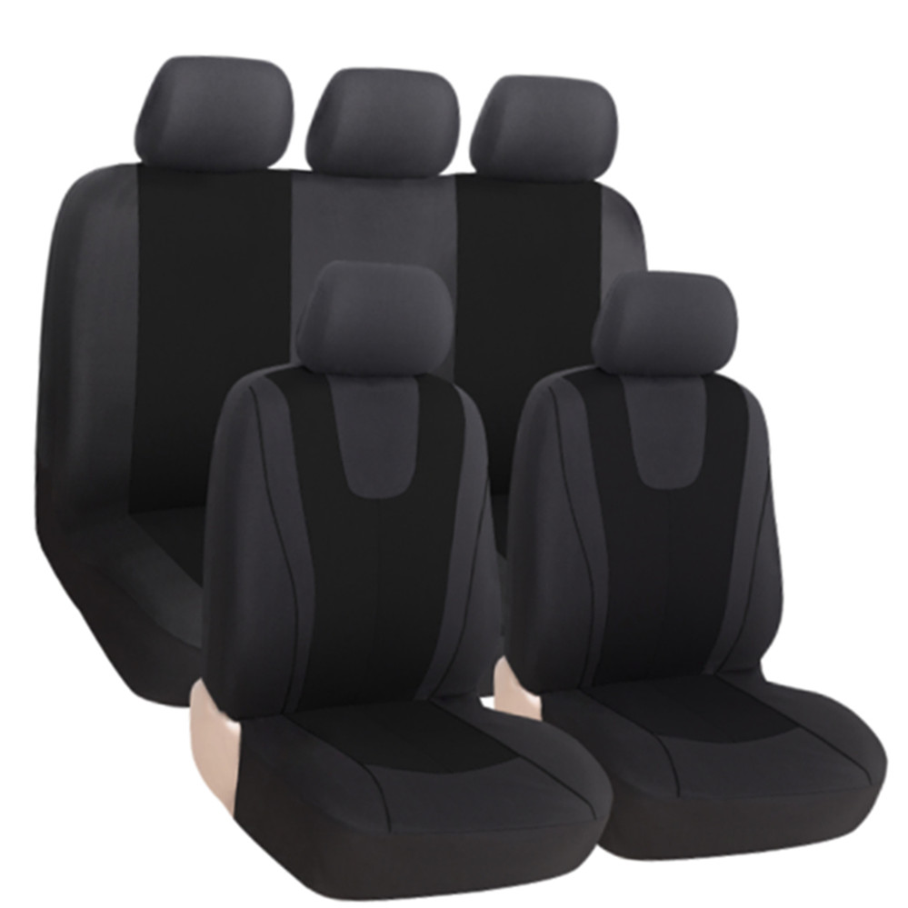 Car Seat Covers Front Rear Full Breathable 5 Seat Polyester Fabric Set Protector