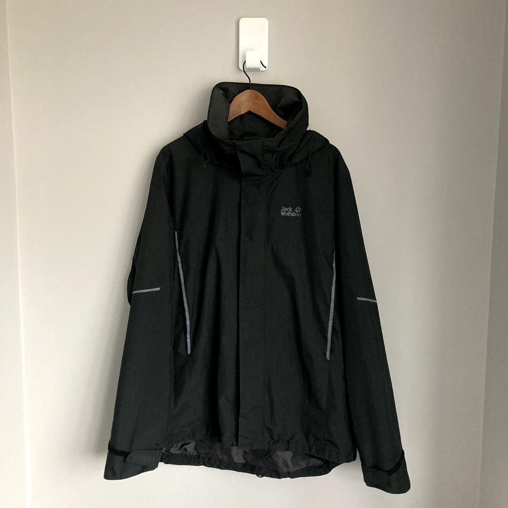 Men's XL Jack Wolfskin Texapore Ecosphere Black Rain Shell Jacket