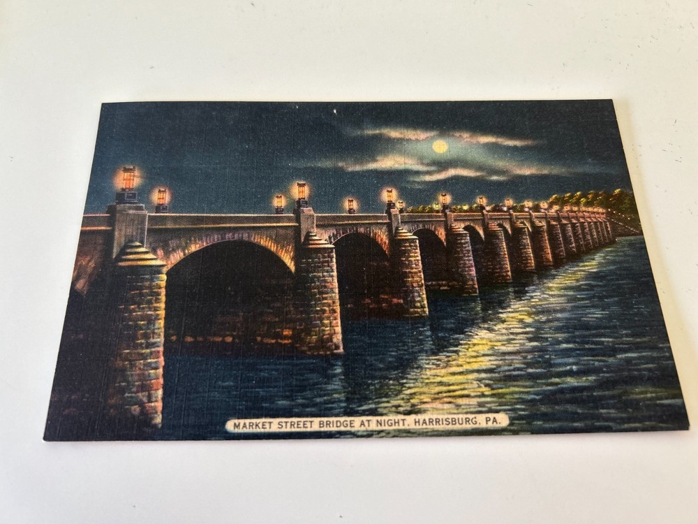 Market Street Bridge at Night Harrisburg Pennsylvania Postcard