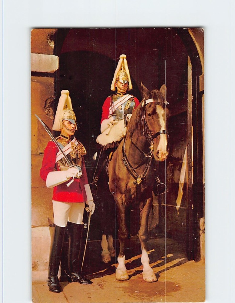 Postcard Mounted Lifeguard & Sentry Whitehall London England
