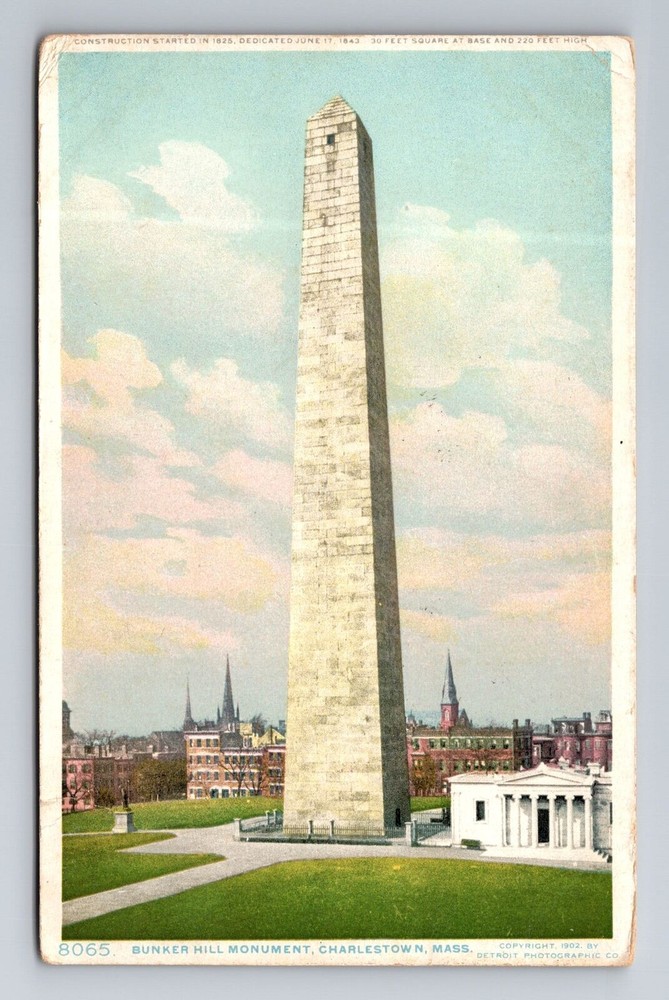 Charlestown MA-Massachusetts, Bunker Hill Monument, Vintage c1909 Postcard