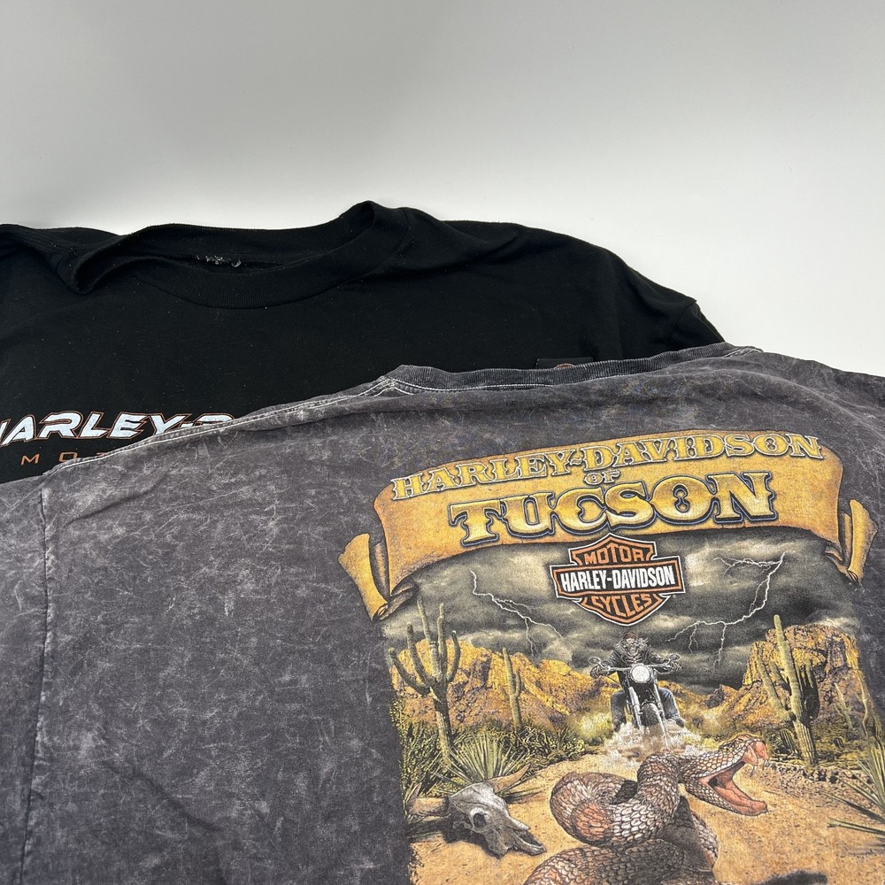 Lot of 2 Harley Davidson Mens 3XL T Shirts *FLAWS Stone Washed Motorcycles Biker