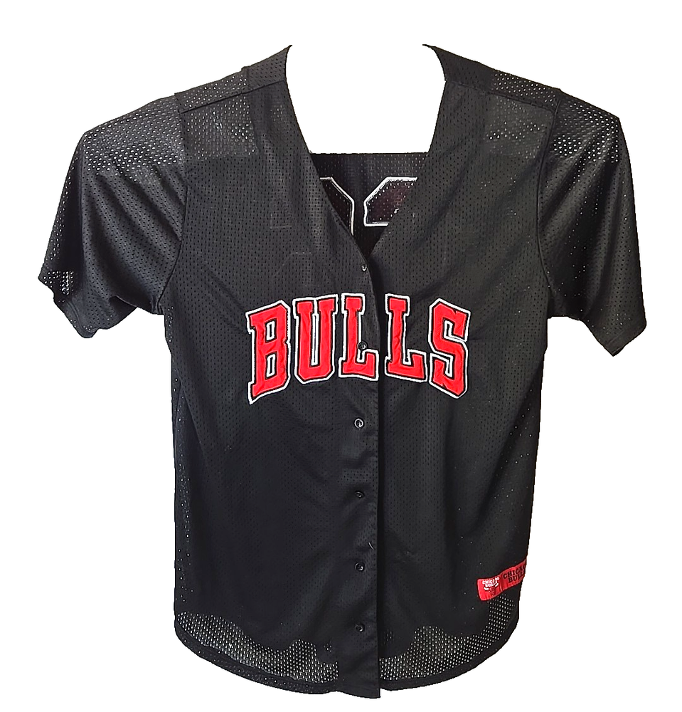 Chicago Bulls Jersey Large Mens Black NBA Baseball 1966 Basketball Logo Shirt