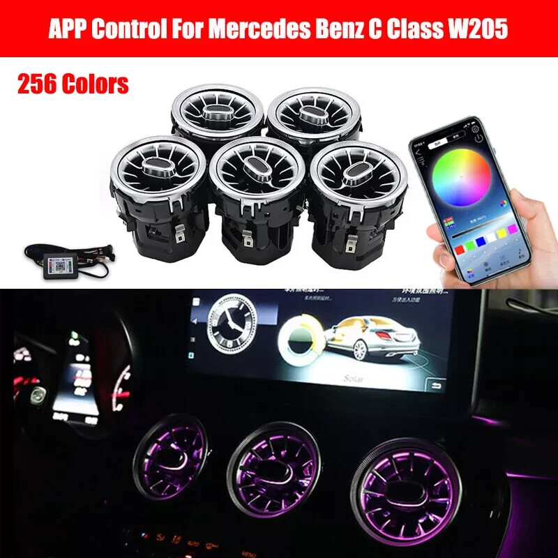 APP Bluetooth Control Air Vent LED Ambient Light For Mercedes Benz C Class W205