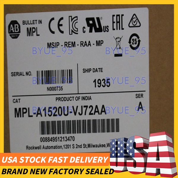 New Allen‑Bradley Servo Motor MPL-A1520U-VJ72AA 230V Multi‑Turn Encoder