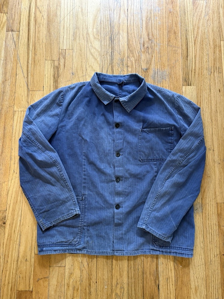 Vintage French Euro HBT Chore Work Jacket Faded