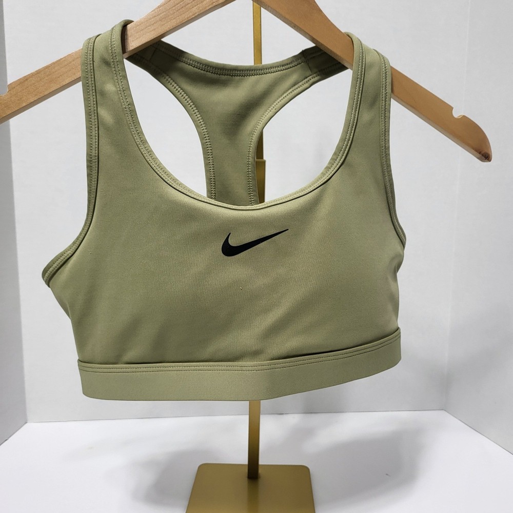Nike Swoosh Dri-FIT Sports Bra Tank Top Olive Green Racerback Women's Size S