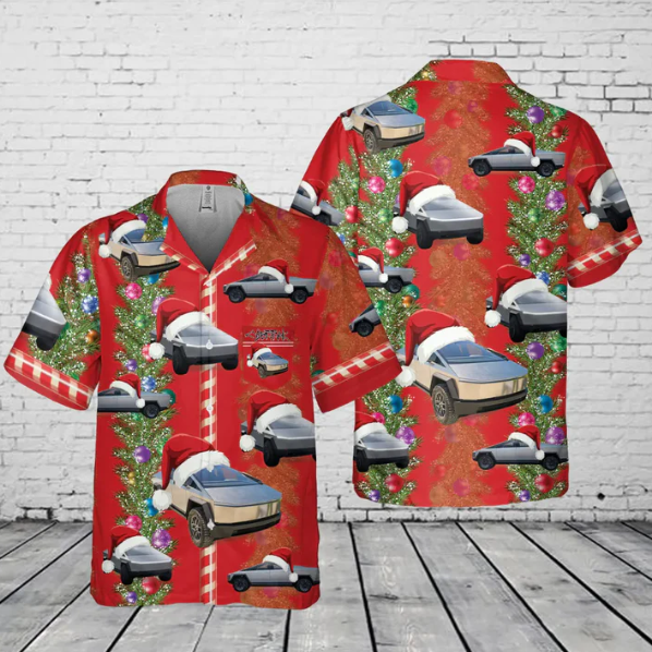 Tesla Cybertruck Christmas Pocket Hawaiian Shirt