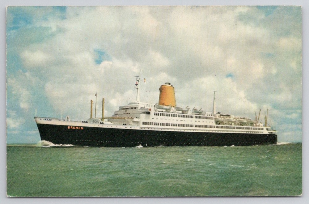 TS Bremen Ocean Liner North German Lloyd Postcard Western Germany 1950s 1960s