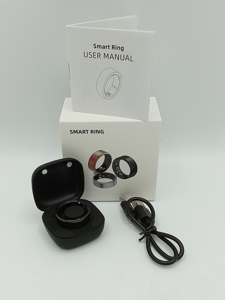 Smart Ring Fitness Ring w/Charging Case Black Size 11