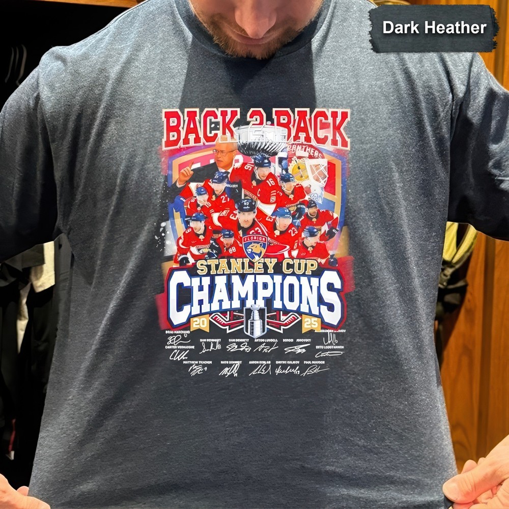 Florida Panthers Hockey Back-to-Back Stanley Cup Champions Graphic T-Shirt 2025