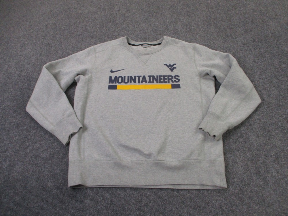 West Virginia Mountaineers Sweatshirt Mens M Gray Nike Dri Fit Swoosh Pullover