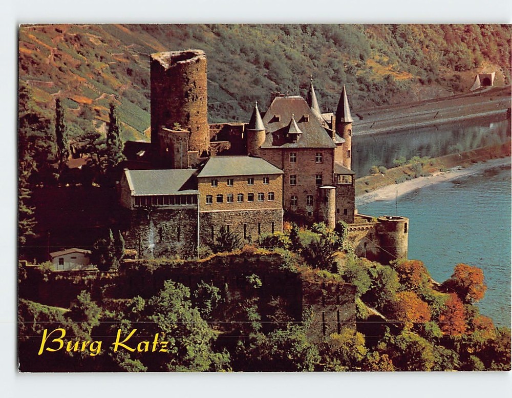 Postcard Burg Katz Sankt Goarshausen Germany