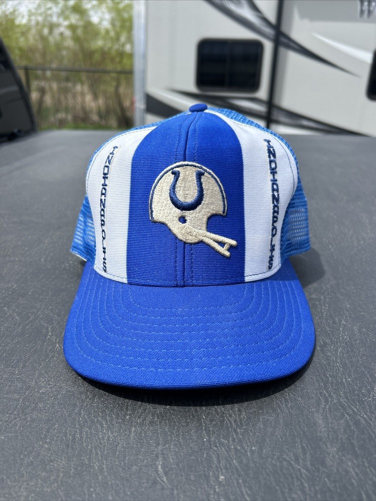 Vintage Indianapolis Colts Lucky Stripes AJD  Snapback Hat Trucker Cap NFL Large