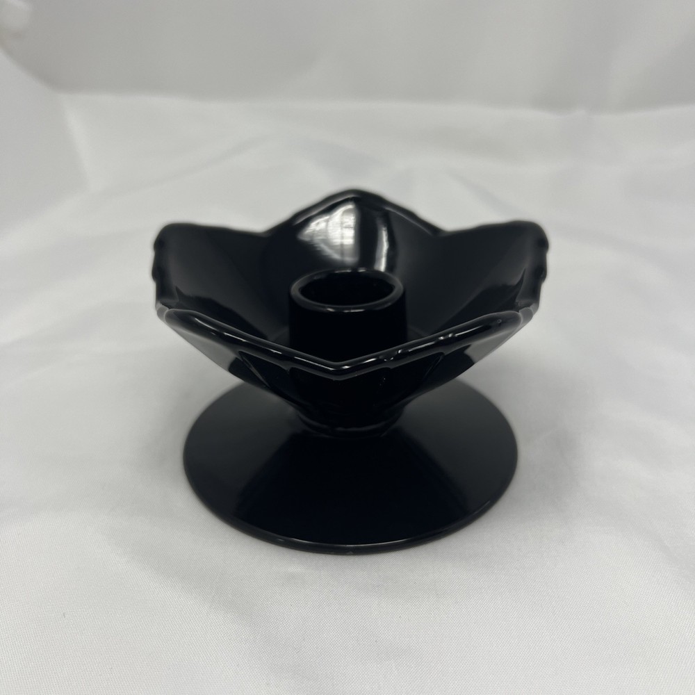 Art Deco Black glass Candle Holder MCM