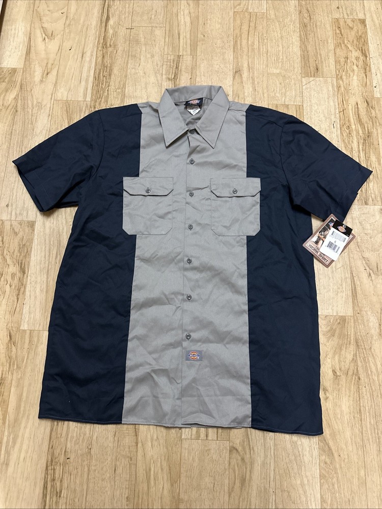 Dickies Men’s XL Two-Tone Work Shirt Black Gray NWT
