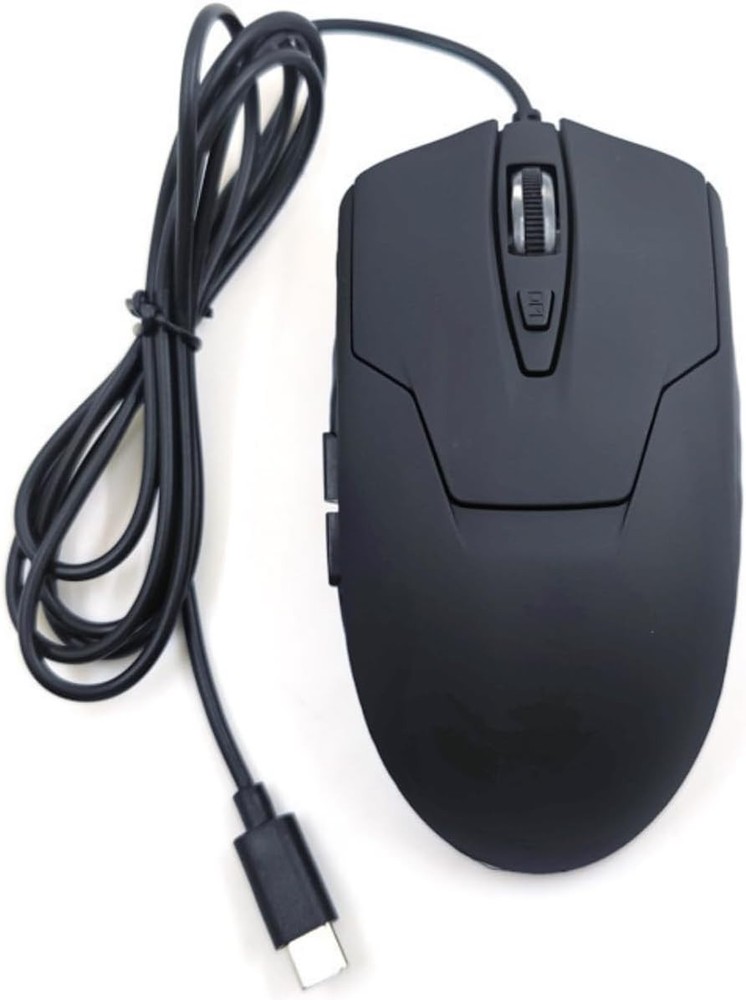 CBUS Wired USB C Mouse, 6-Button Quiet Click Computer Mouse - 4 DPI Black