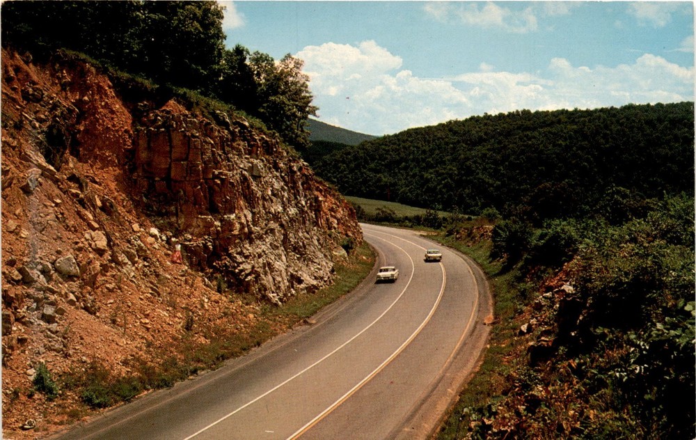 Mountain pass, U.S. 41, U.S. 64, Monteagle, Chattanooga, Postcard