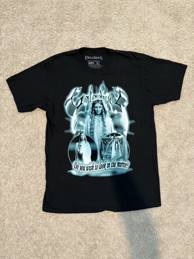 The Lord of the Rings Galadriel T-Shirt XL Black Double Sided Movie Graphic LOTR