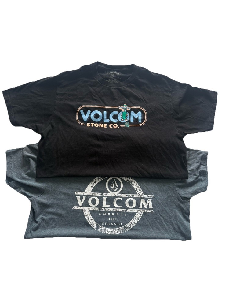 Volcom Stone Lot Of Two Men's T-shirt Logo Graphic Black Size M