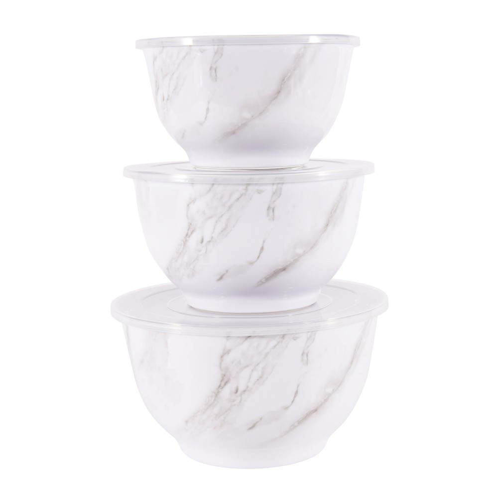 Better Homes & Gardens 6-Piece Melamine Serving Bowl Set with Lids, White