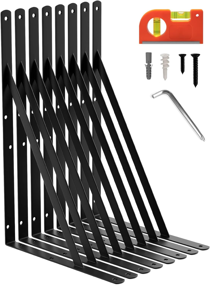 14 Inch Heavy Duty Shelf Brackets for Garage Storage Shelving & Wall Supports  